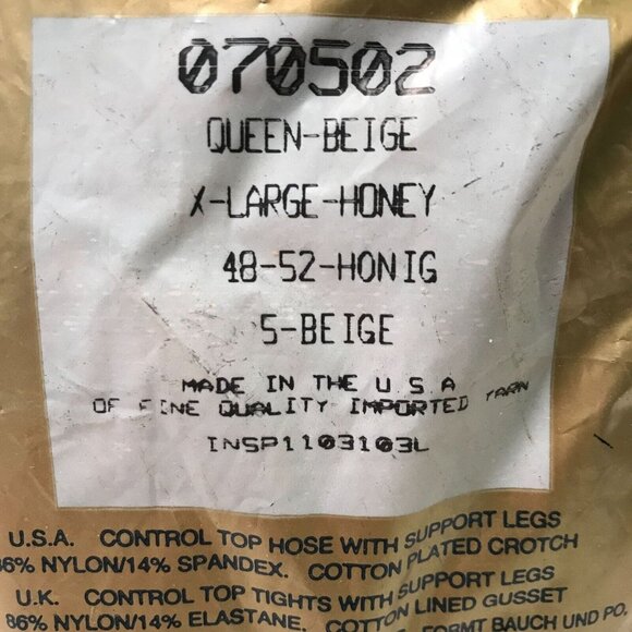 Silkies Control Top Hose Queen Beige X-Large Honey Nylon Spandex Support Legs - Picture 2 of 5